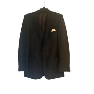 GUC Man in Wool Europa Collection Men's Black Stripe Suit Jacket 100% Wool Sz 40